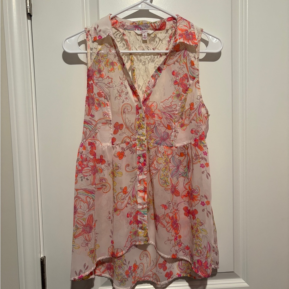 Candie's Vibrant Floral Sleeveless Blouse